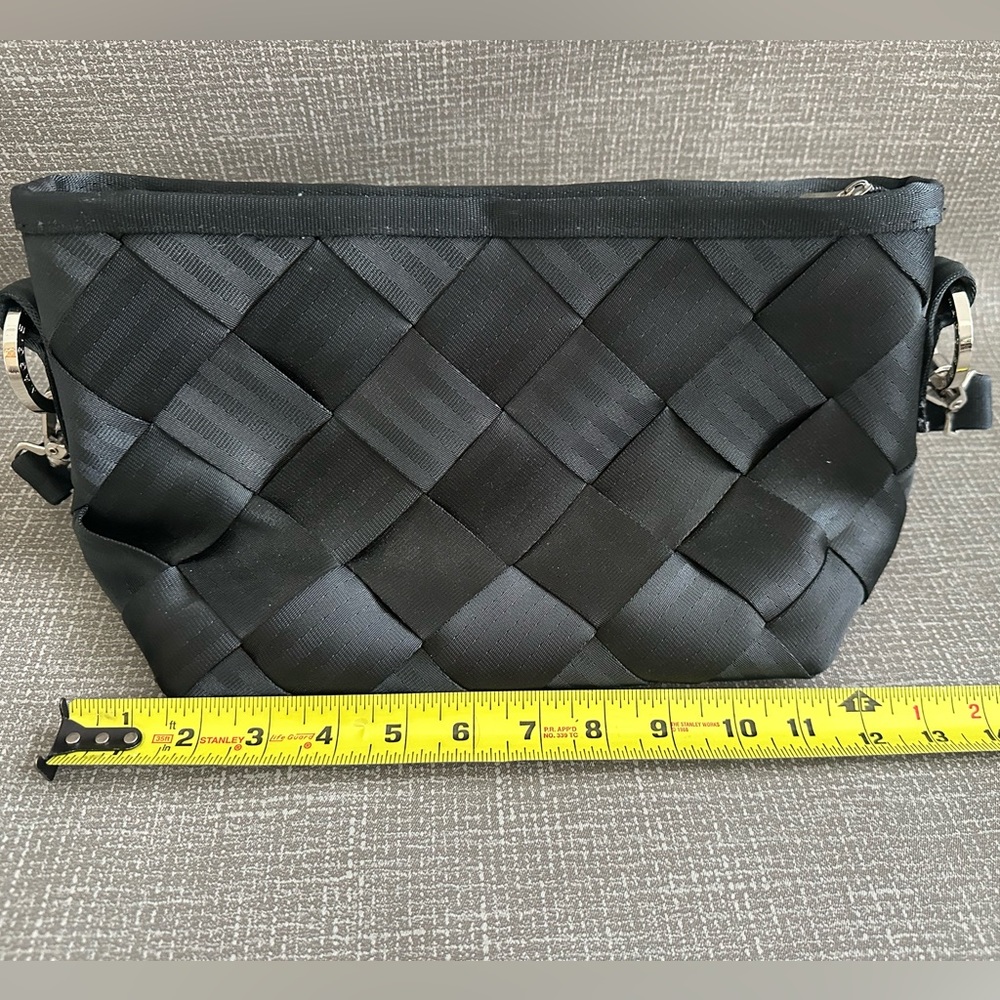 Maggie Bags Upcycled Seatbelt Shoulder Bag Black Woven Eco-Friendly Handbag - Picture 9 of 11